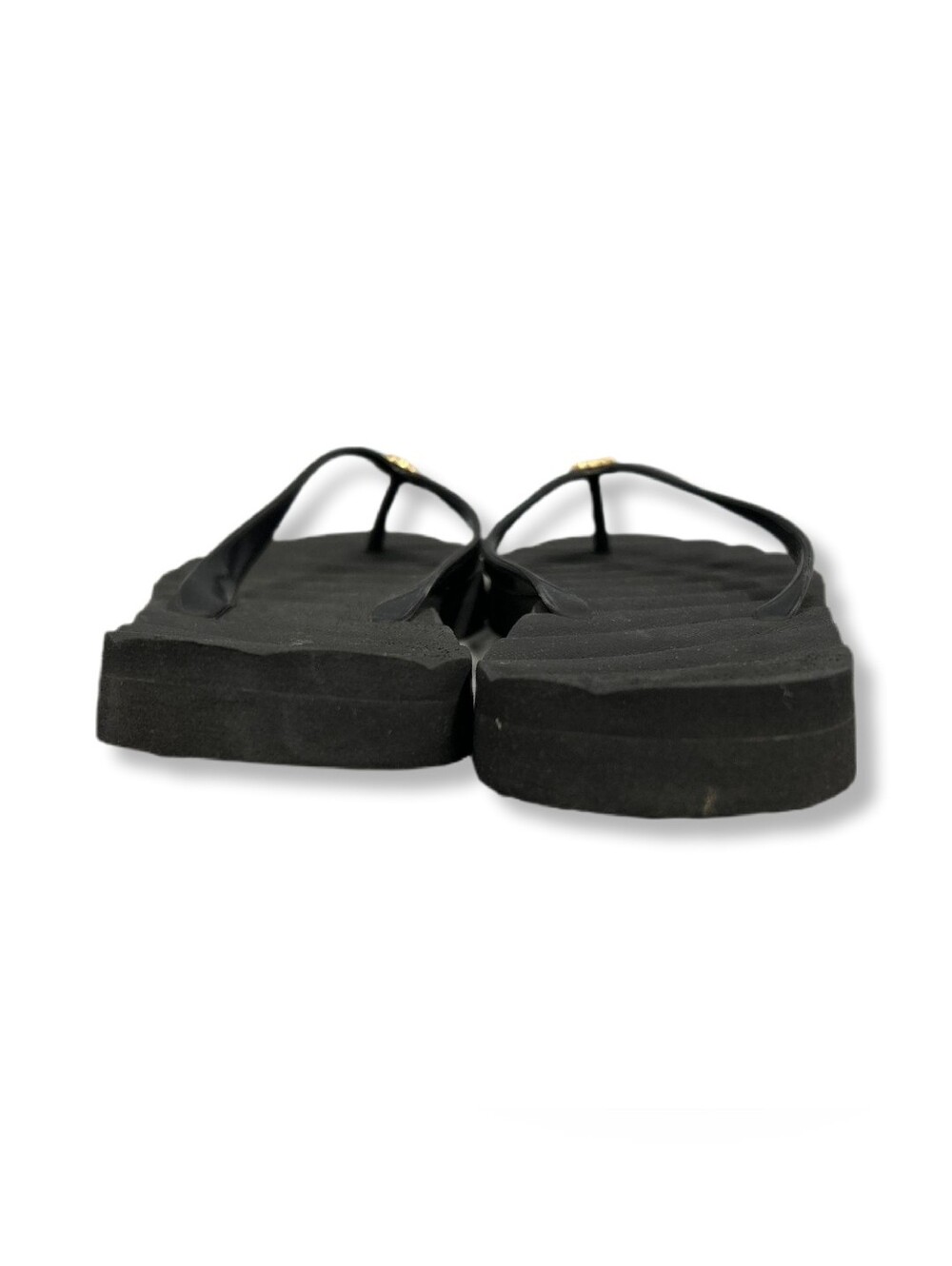 Tory Burch Black Flip Flop Sandals with Logo Charm - Picture 4 of 13